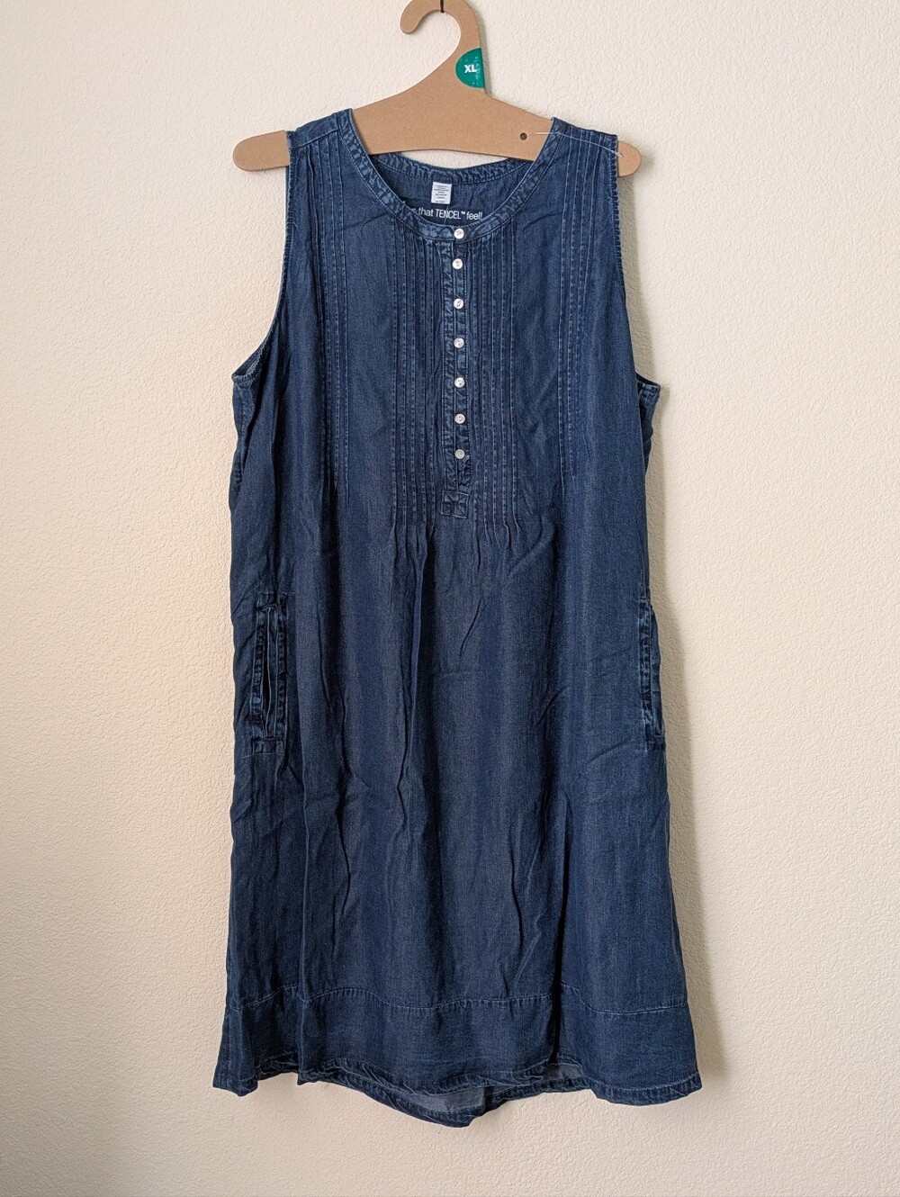 Coldwater Creek Dark Blue Sleeveless Tencel Button Dress